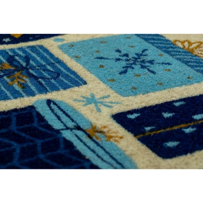 1'4" X 2'4" Christmas Presents Indoor/Outdoor Coir Doormat Blue/Gold - Entryways 1 1'4" X 2'4" Christmas Presents Indoor/Outdoor Coir Doormat Blue/Gold - Entryways