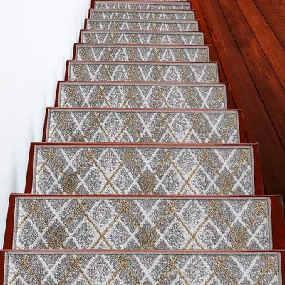 Sussexhome Modern Collection Stair Treads Non-Slip Carpet Stair Treads For Wooden Steps, 9" X 28" , Pack Of 4/7/10/13/15 1 Sussexhome Modern Collection Stair Treads Non-Slip Carpet Stair Treads For Wooden Steps, 9" X 28" , Pack Of 4/7/10/13/15