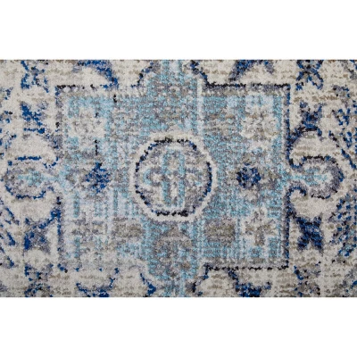 Bellini Transitional Medallion, Taupe/Gray/Blue, 2' X 3' Accent Rug 5 Bellini Transitional Medallion, Taupe/Gray/Blue, 2' X 3' Accent Rug - Image 5