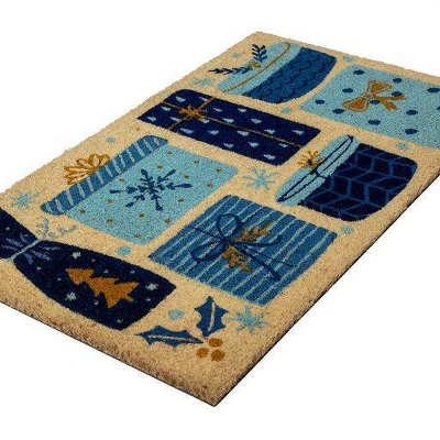 1'4" X 2'4" Christmas Presents Indoor/Outdoor Coir Doormat Blue/Gold - Entryways 3 1'4" X 2'4" Christmas Presents Indoor/Outdoor Coir Doormat Blue/Gold - Entryways - Image 3