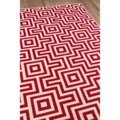 4'x6' Geometric Woven Accent Rug Red - Momeni
