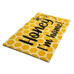 Northlight Shop Sales 41 1'4" X 2'4" Honey I'm Home Indoor/Outdoor Coir Doormat White/Black/Yellow - Entryways